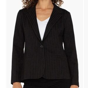 NWT Liverpool Pinstripe Ponte Blazer Black Size Medium